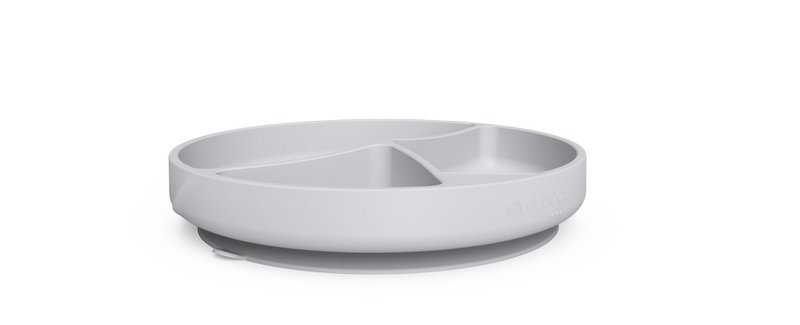 SILICONE PLATE WITH SUCTION CUP LIGHT GRAY
