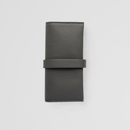 Minimalist Grey Leather Watch Roll Case. Leather Case for Watches