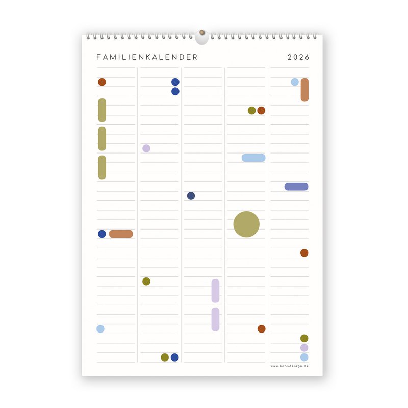 Familiekalender med selvklæbende prikker - 2027