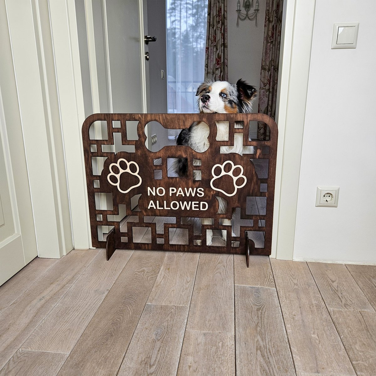 Puerta para perros de madera fácil de seguir, barrera independiente para puertas, escaleras y pasillos