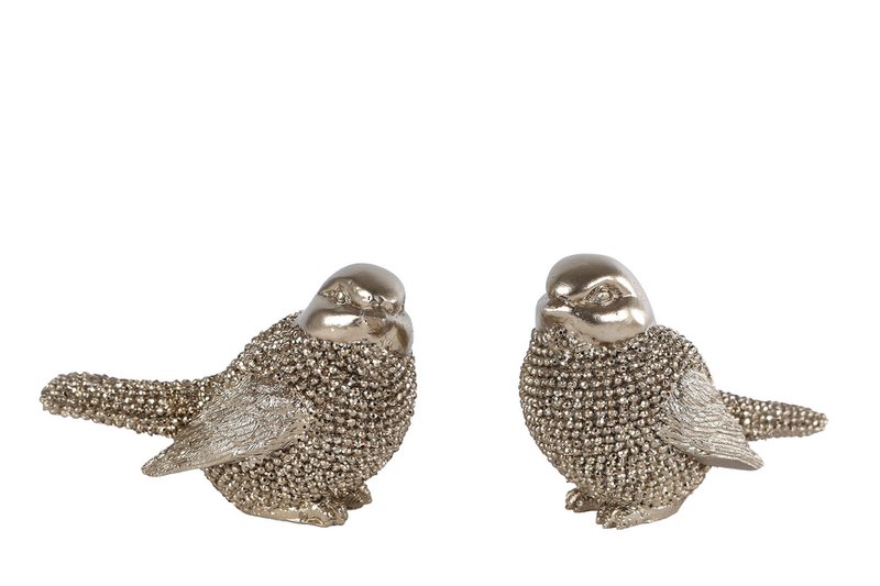 Sculptuur vogel goud polyst 8x4x5cm