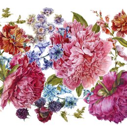 Selvklæbende kant "Floral Vintage" pink/pink/grøn på hvid