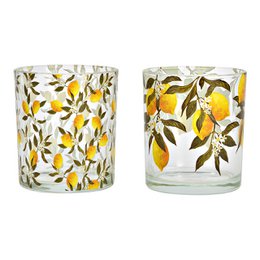 Lantern lemon decor made of glass, 2-fold, yellow/green (W/H/D) 9x10x9cm