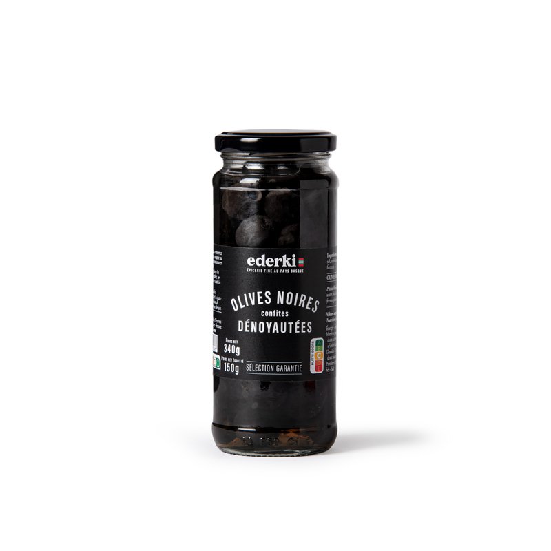 Udstenede kandiserede sorte oliven 340g