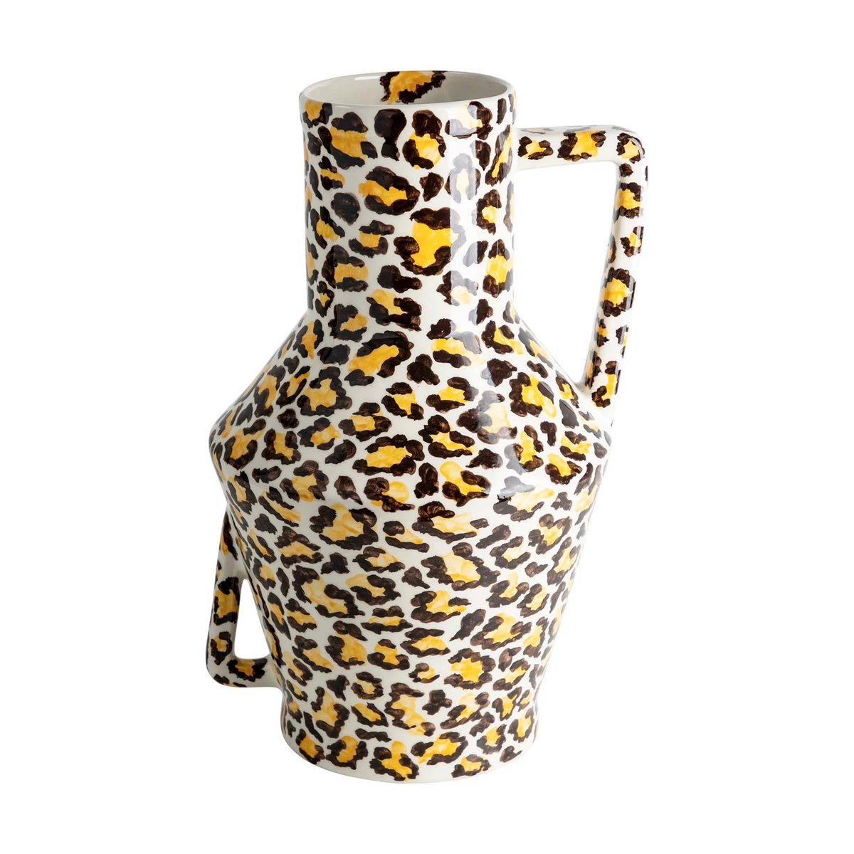 Vase 45 cm Leopardenmuster von Hand mit Griff