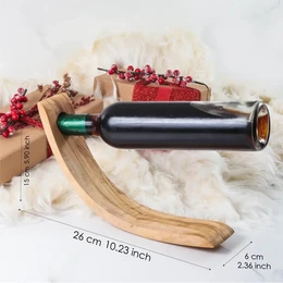 Vinflaskeholder i oliventræ – Håndlavet balanceholder