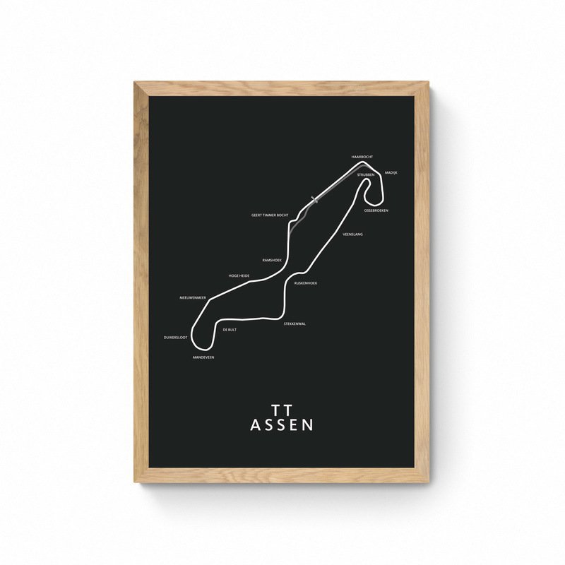 TT Assen - Mapa toru - Czarny - Plakat z mapą