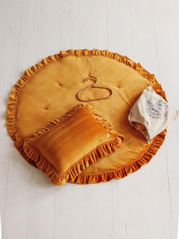 Mata Soft Velvet z Falbanką „Musztarda”