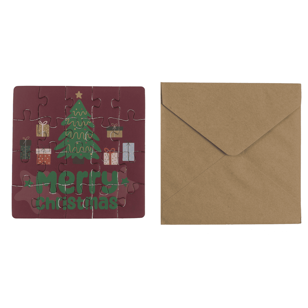 Square shape gift card, puzzle, X-Mas,