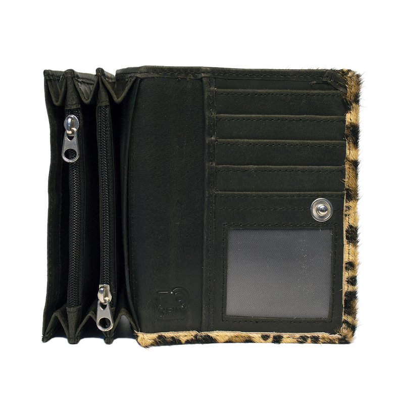Ladies Wallet Black Leather RFID In 10 Prints