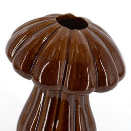 Earthenware mushroom vase Fuma brown
