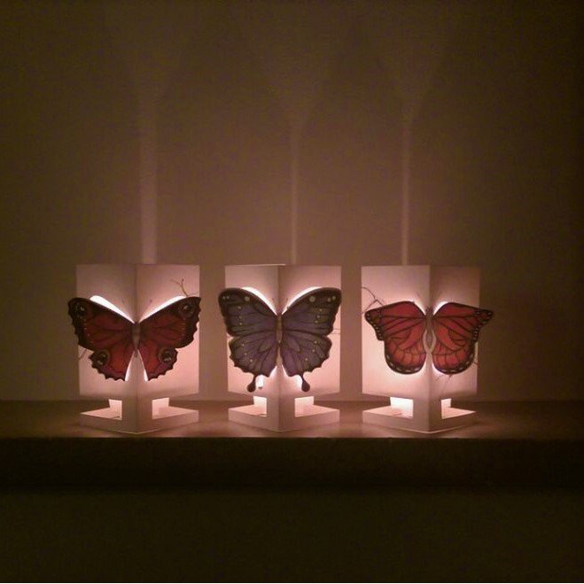 CARDLE  Butterfly Orange (Bright Butterfly) - Candle Holder Greeting Card 