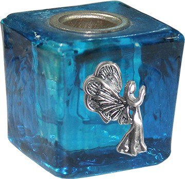 Glass Cube Mini Candle Holder- Turquoise-Tzaphkiel