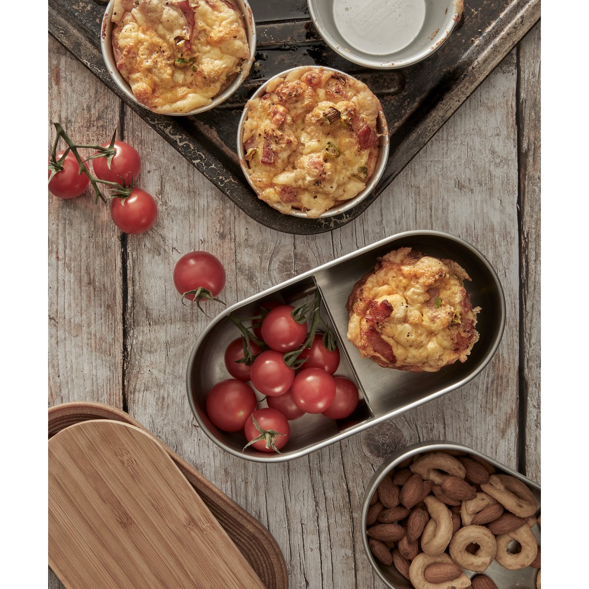 NERO + BLUM Portapranzo Bento Inox | Emillabile | 2x500ml | Gris
