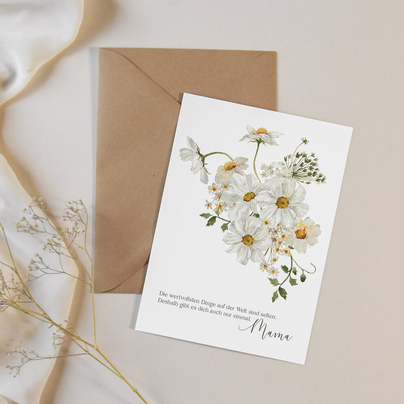 Mors dag kort A6 lykønskningskort blomster