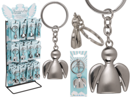 Brushed Metal Keychain, Angel,