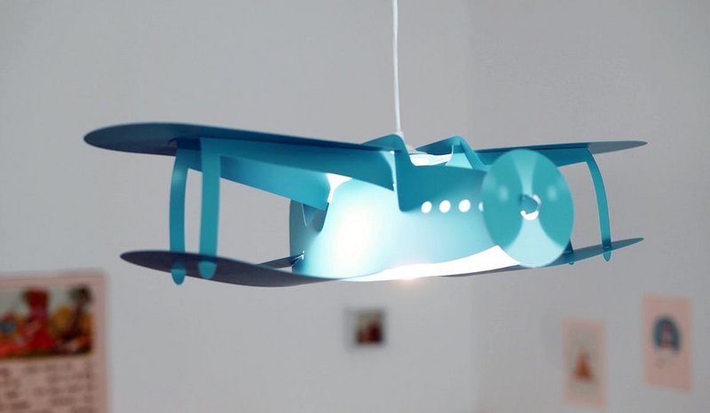 TURQUOISE AIRPLANE CHILDREN'S HANGING LAMP