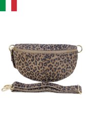 Torebka na ramię ze skóry zamszowej w panterkę. Rozmiar S IT2313-LEOPARD