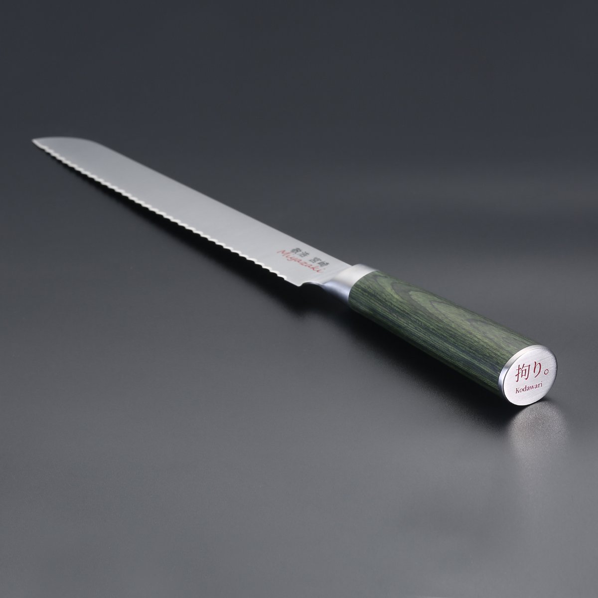Miyazaki Kodawari Brotmesser 9", Griff Pakkaholz verde