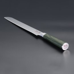 Miyazaki Kodawari Brotmesser 9", Griff Pakkaholz grün