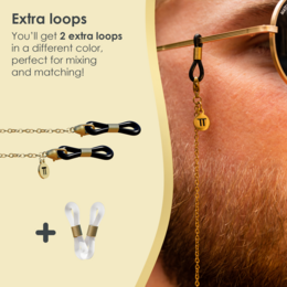 Glasses Cord Basic Gold — 100% Stainless Steel & Unisex Eyewear Cords for Women and Men — Glasses Chain with Extra Loops — Brillenkoord Brillenband Brillenkette Cordon de Lunettes Cordón Para Gafas