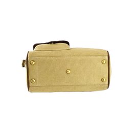 K0042ALCB | Mini-Handtasche aus Canvas/echtem Leder, hergestellt in Italien. Abnehmbarer Schultergurt. Befestigungen mit Karabinerhaken aus Metall in Antikmessing – Seilfarbe – Maße: 24 x 20 x 12 cm