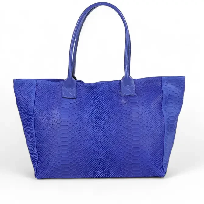 LOLA – Italian python embossed leather bag – Electric Blue