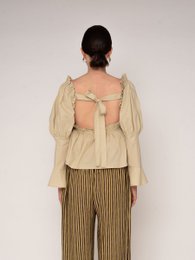 Chambre Beige Ruffle Blouse