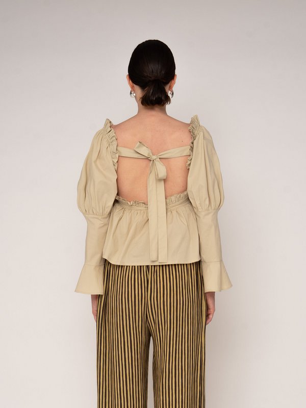 Chambre Beige Ruffle Blouse
