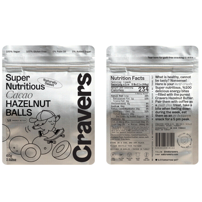 CRAVERS Bolas De Avellana, Paquete De 12, 60 G