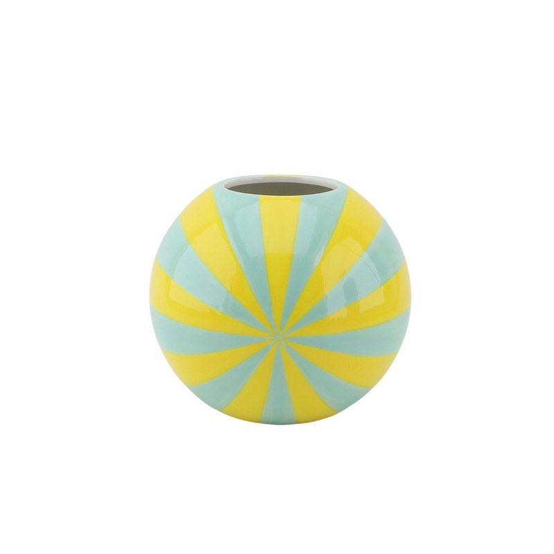 Vase - Flower Vase Swirl - Yellow/Mint - 15x15x15cm