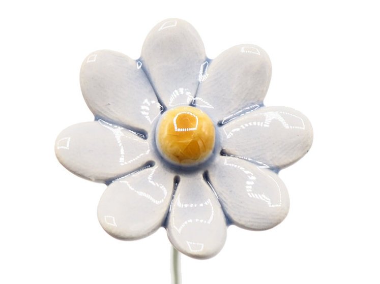 Fiore margherita piccolo in ceramica azzurro 3,5 cm