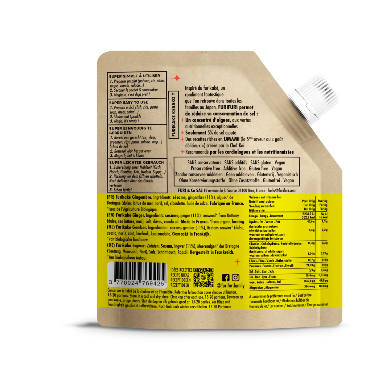 Furikake Ginger - Sesam- en zeewierkruiderij - zoutalternatief 45G
