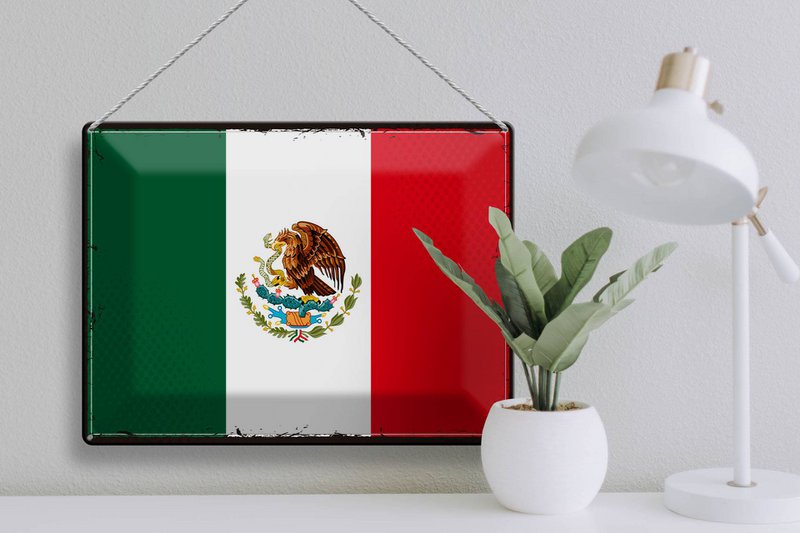 Tin Sign Flag Mexico 40x30cm Retro Flag of Mexico