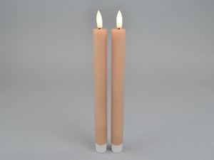 LED stick candle, 63 coffee, Set2, D2.2xH24cm, on/off, timer only with FB, 2xAAA