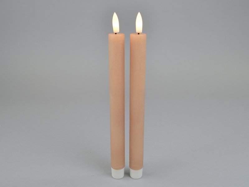 Bougie bâton LED, 63 cafés, Set2, D2,2xH24cm, on/off, minuterie uniquement avec FB, 2xAAA