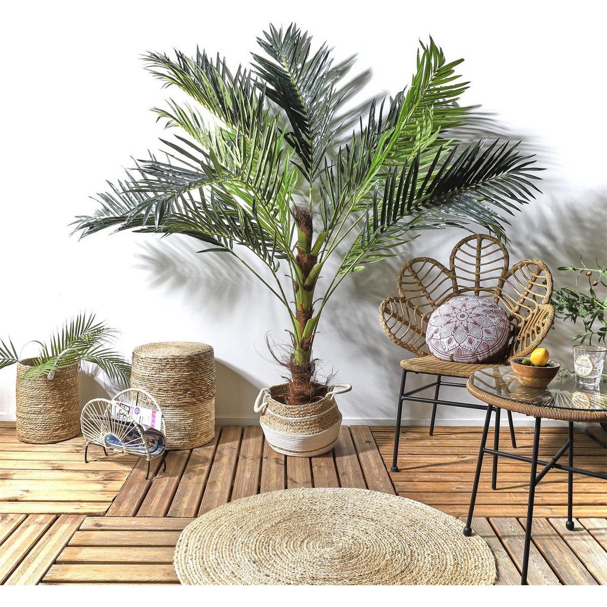 Kunstplant Sago Palm – Cycas Revoluta – Ø60 x 142,5 cm – Levensechte Exotische Kunstpalm voor Binnen – Onderhoudsvrije Kunstboom als Tropische Interieurdecoratie – Groen