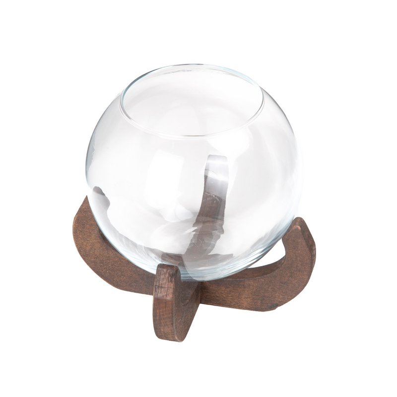 Vase sphère Joy Kitchen avec support en bois - Olivia