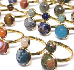 Stainless steel gemstone rings with a setting of 10 and 8mm (10 pieces)