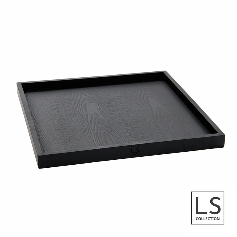 LS Collection® - Quadrato 60x60cm - Vassoio - Vassoio portacandele - Vassoio portacandele - Vassoio da portata - Vassoio in legno - Vassoio in legno - Plateau - Decorazione - Accessori per la casa - Nero Opaco