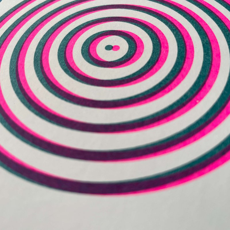 Riso Postkarte Blur Pink/Teal, Risographie, DIN A6