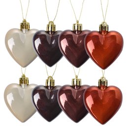 Kerstbal Set van 8 Hart 5 cm Meerkleurig Kunststof