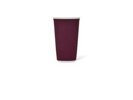Beker porselein LAP 450ml met silic. grip ribbel Beed Red