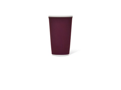 Porcelain cup LAP 450ml with silicon. grip rib Beed Red
