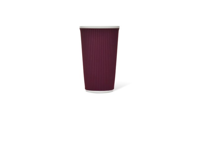 Beker porselein LAP 450ml met silic. grip ribbel Beed Red