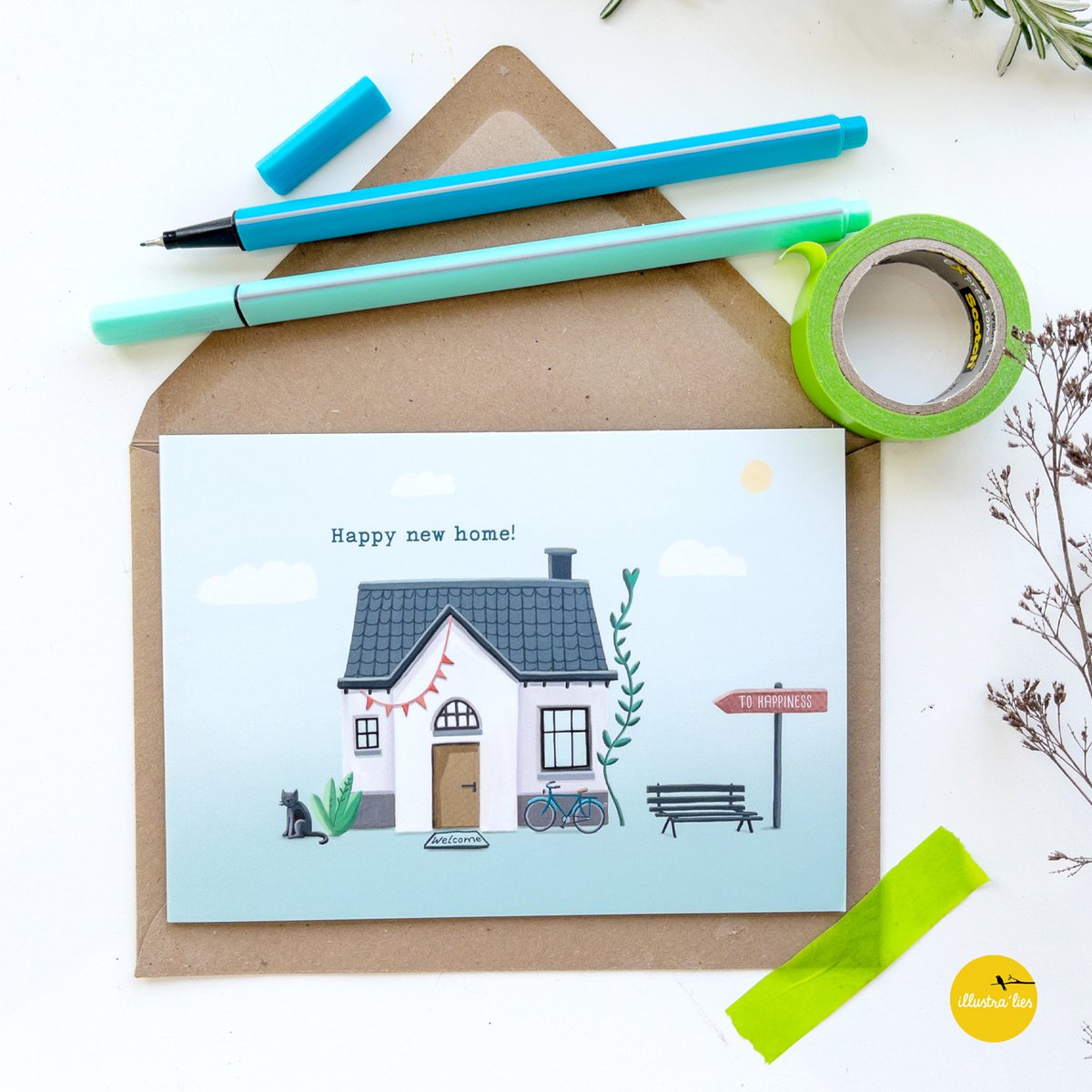 Tarjeta de felicitación feliz nuevo hogar