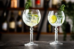 Gin Tonic-brillesæt lavet af krystal af høj kvalitet - 2 Gin Tonic-glas og dobbeltsidet stangmål sort med luksusopbevaringsboks, cocktailglas, det perfekte gin-gavesæt