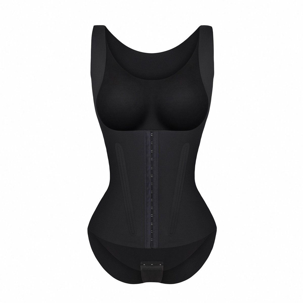Shapewear 4-in-1 Waist Trainer Corset Shapewear - Buttoned Tummy Control High Waist with Padded Bra - Black