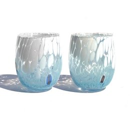 6 große zweifarbige Wassergläser aus mundgeblasenem und handgefertigtem Glas mit Murano-Murrine, Linie „I Colori di Murano“, 435 ml. Hergestellt in Italien