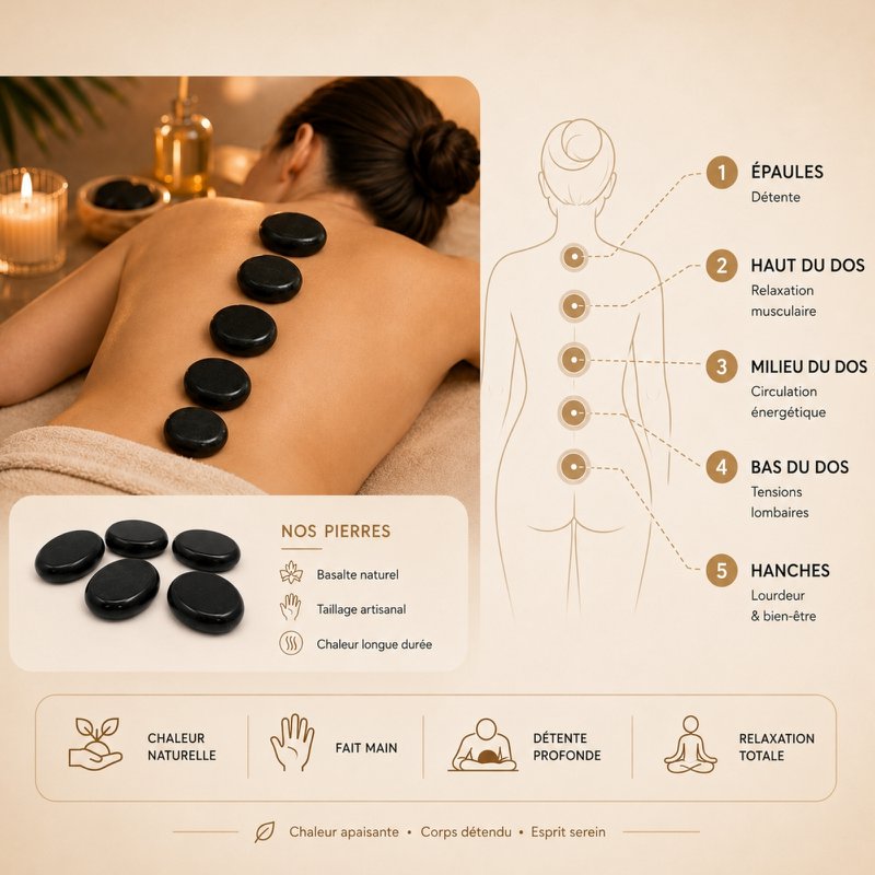 Set de 5 Pierres Chaudes de Massage